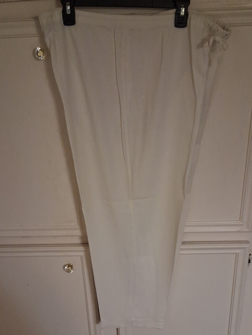 Coldwater Creek Cream Pull-On Drawstring Trousers Large Inseam 28in